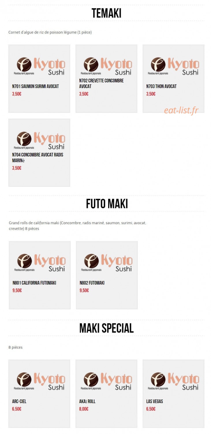 Kyoto Sushi — carte page 5
