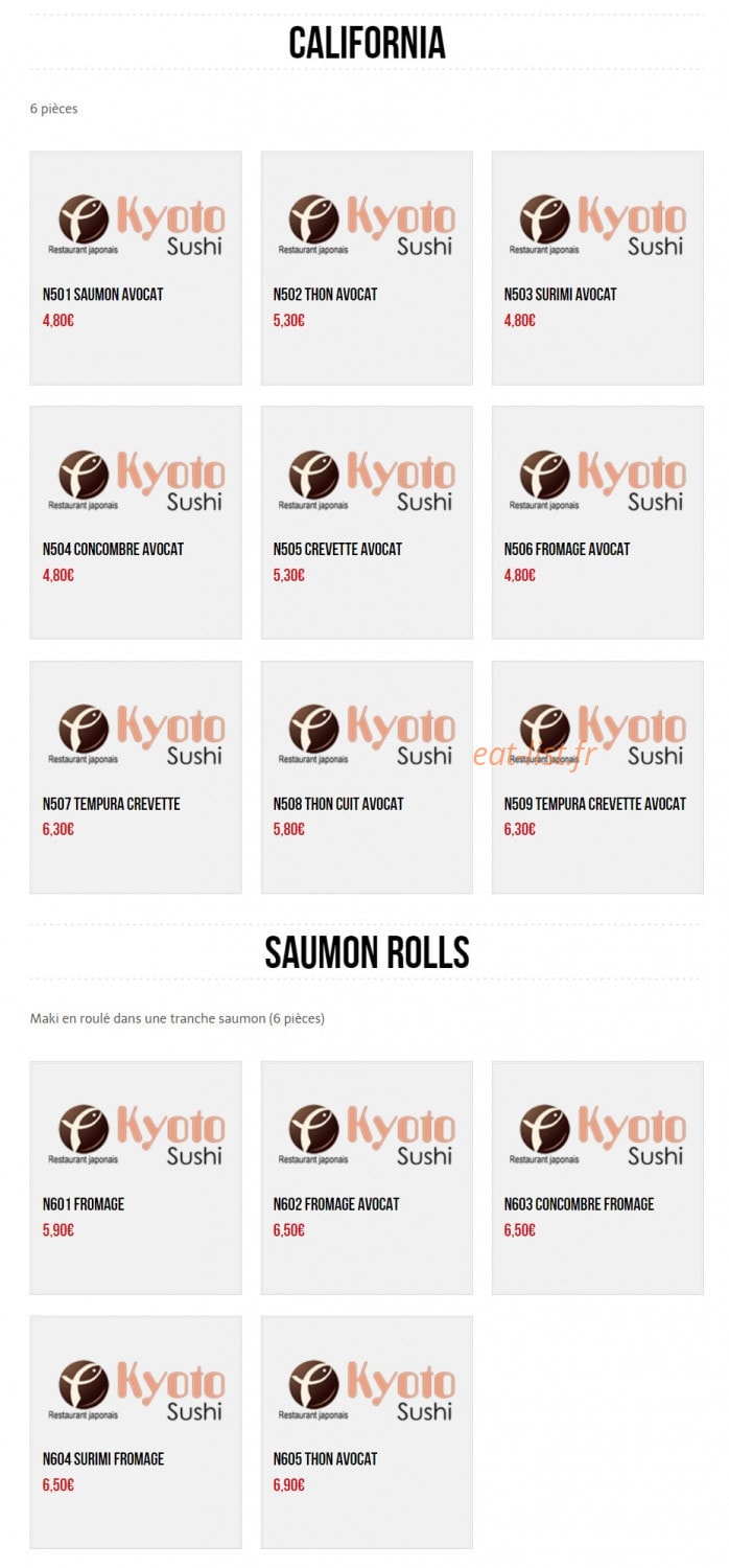 Kyoto Sushi — carte page 4