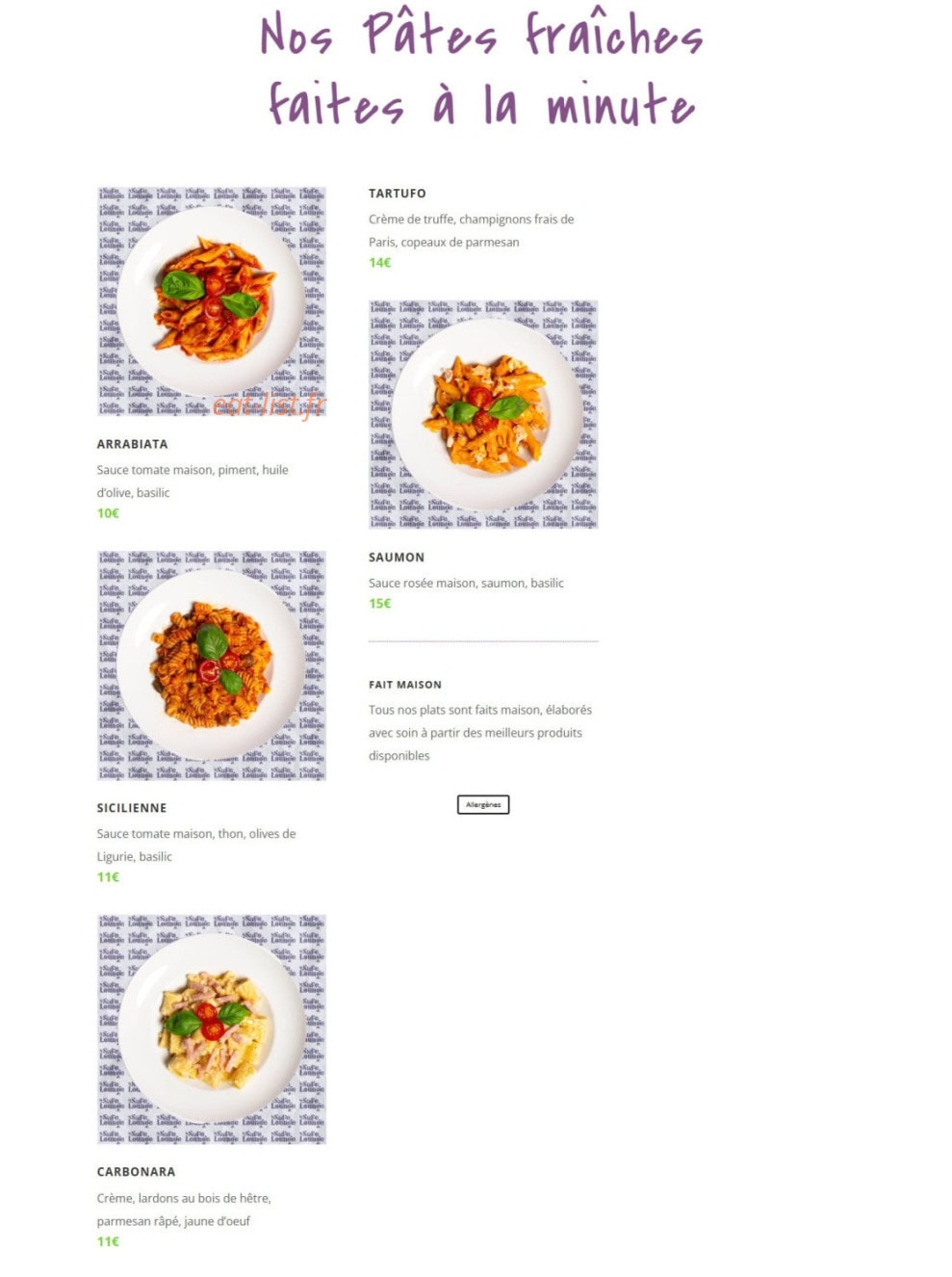 Le Safe Lounge — carte page 1
