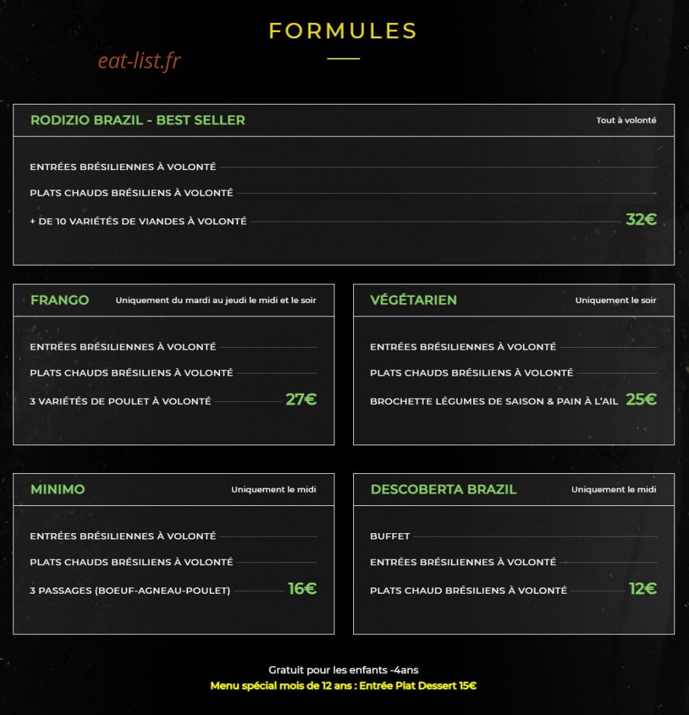 Rodizio Brazil — carte page 1