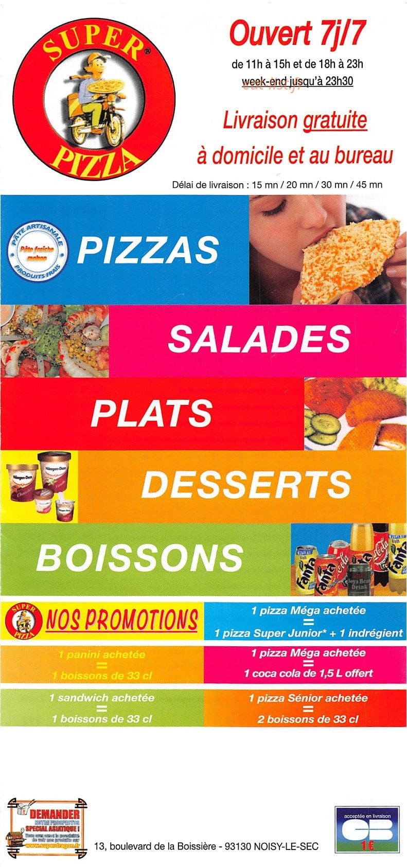 Super Pizza — carte page 1