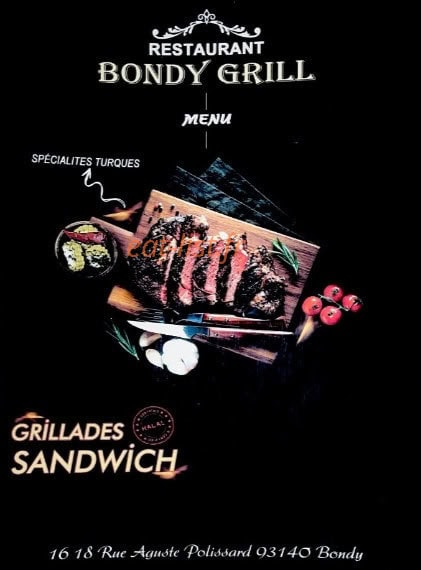 Bondy Grill — carte page 1