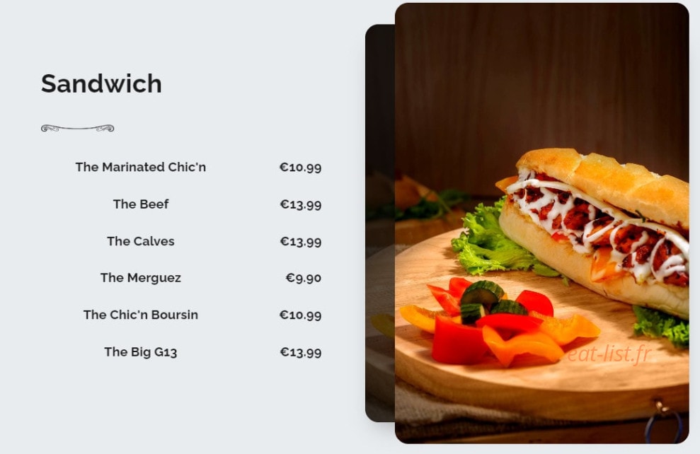 G13 burger — carte page 2