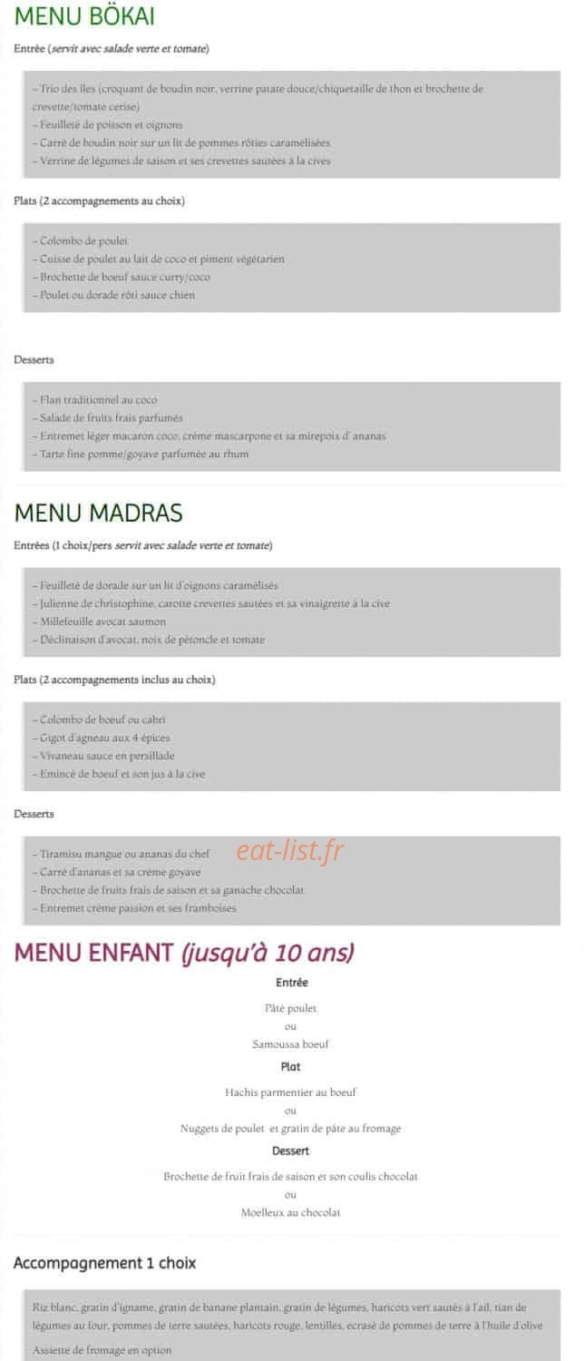 La Bouchée Créole — carte page 2