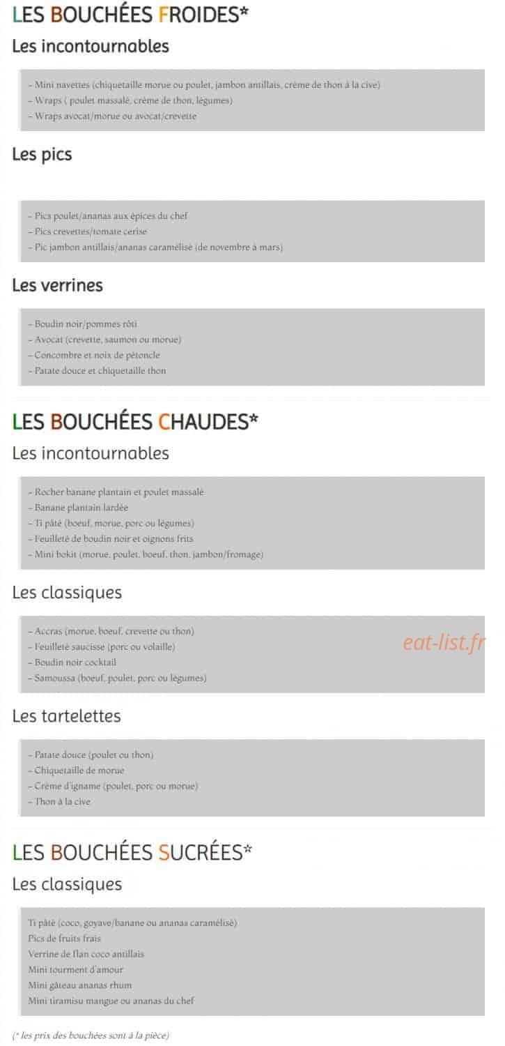 La Bouchée Créole — carte page 1