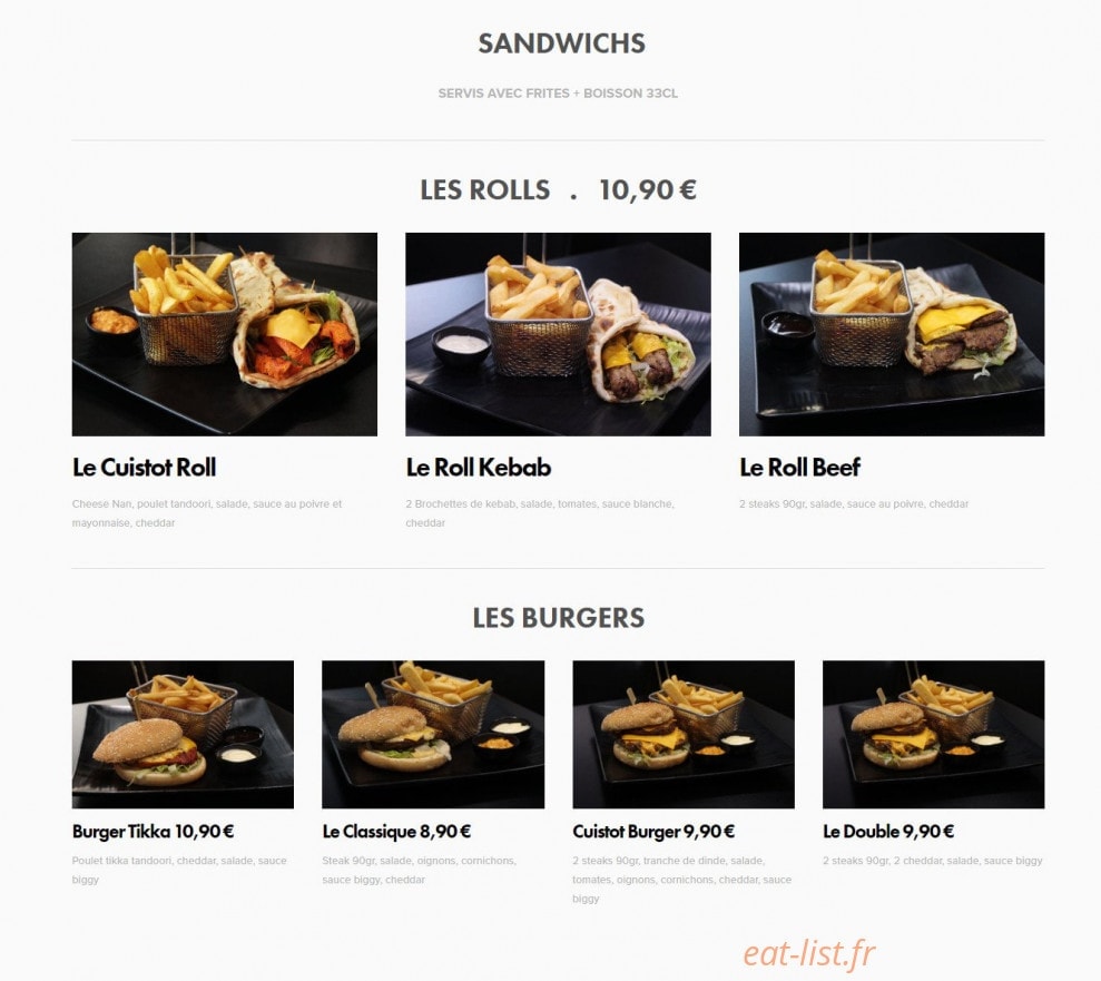 Le Cuistot — carte page 4