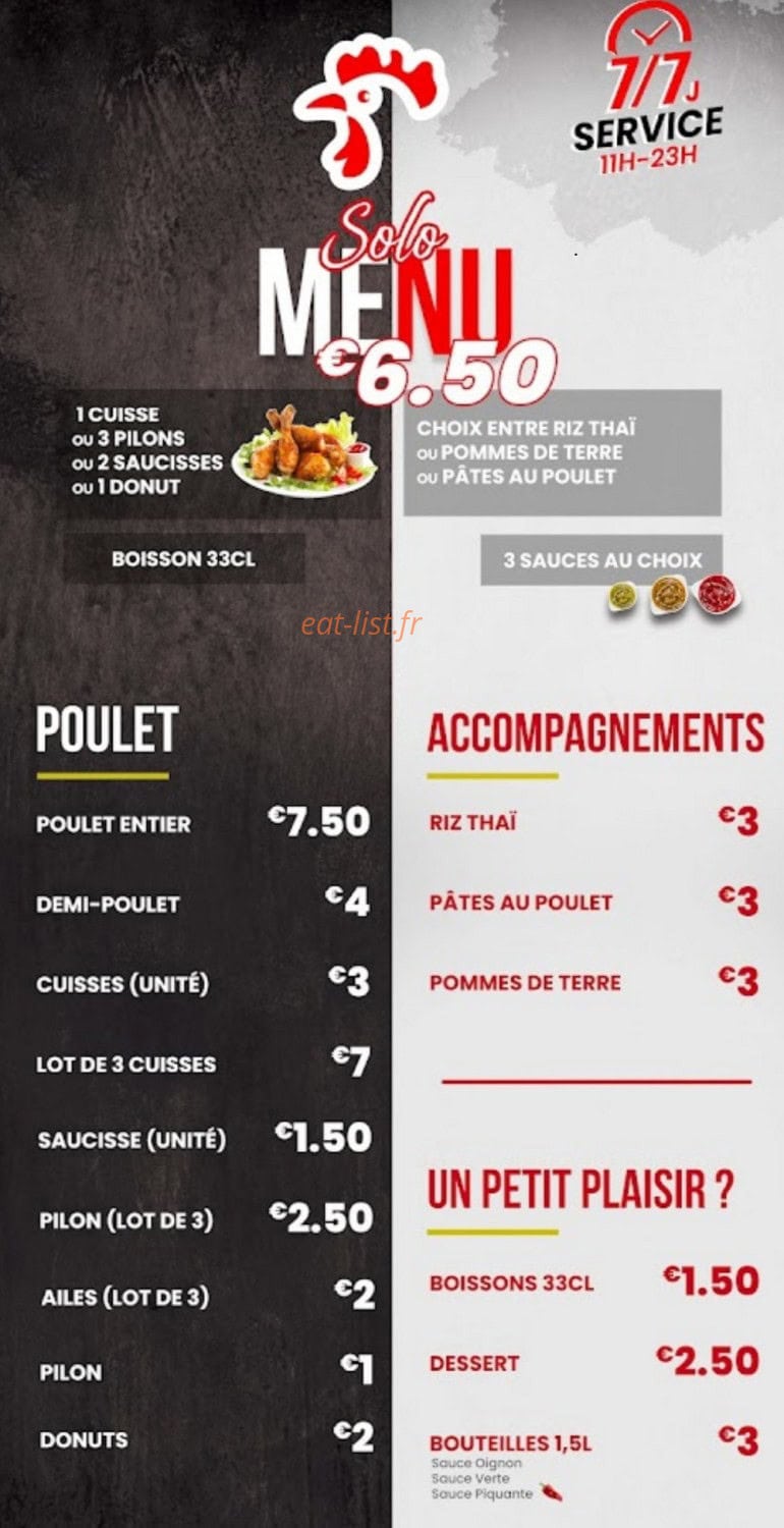 Master chicken — carte page 1