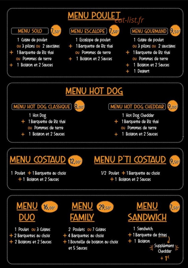 O' Point Poulet — carte page 2