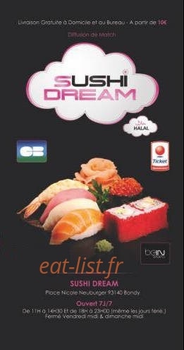 Sushi Dream — carte page 1