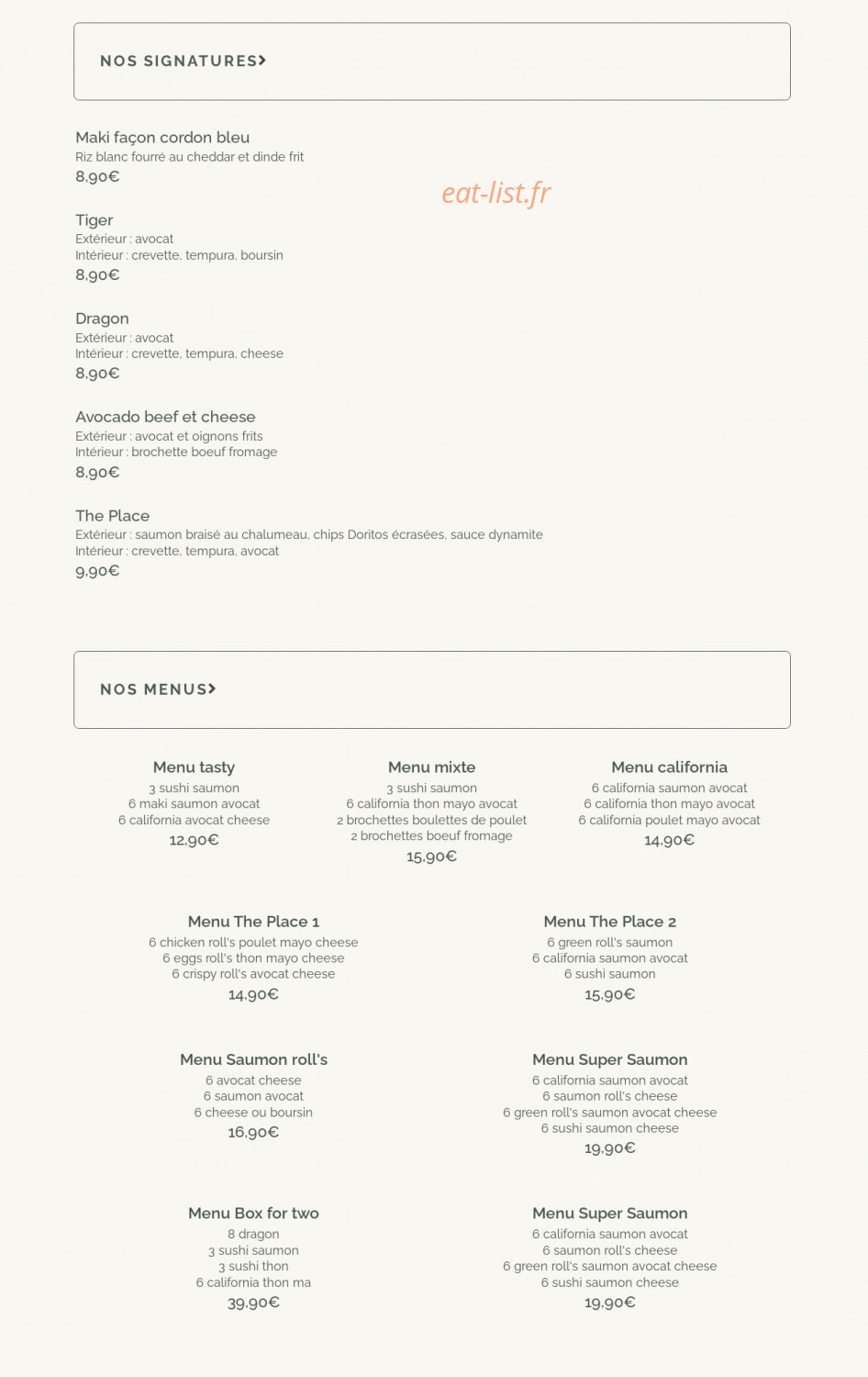 The Place — carte page 6