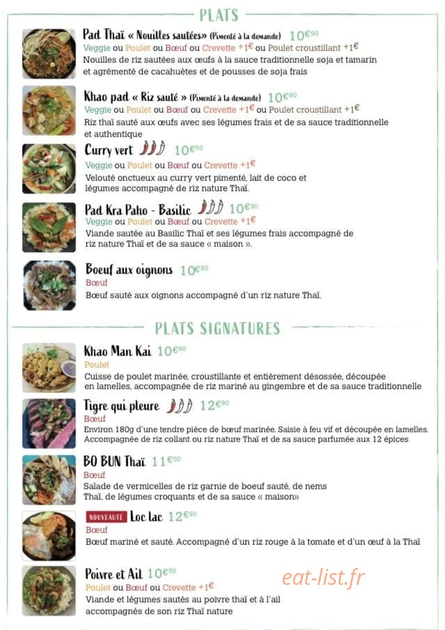 Very Pad Thaï — carte page 3