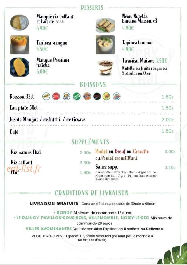 Very Pad Thaï — carte page 4