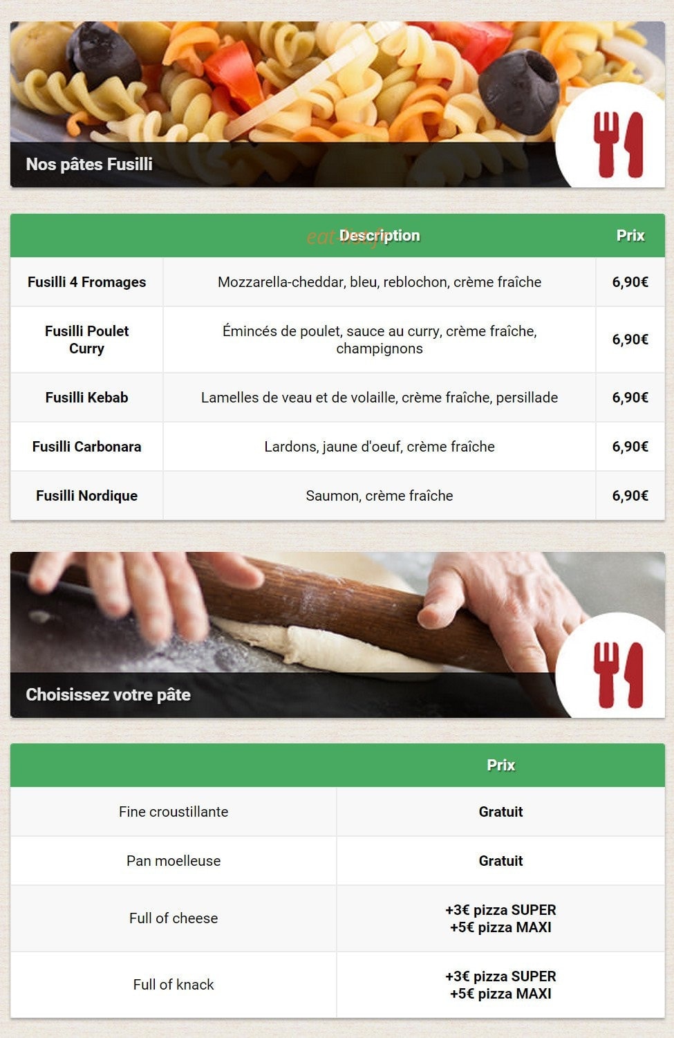 Allo-Pizza — carte page 3