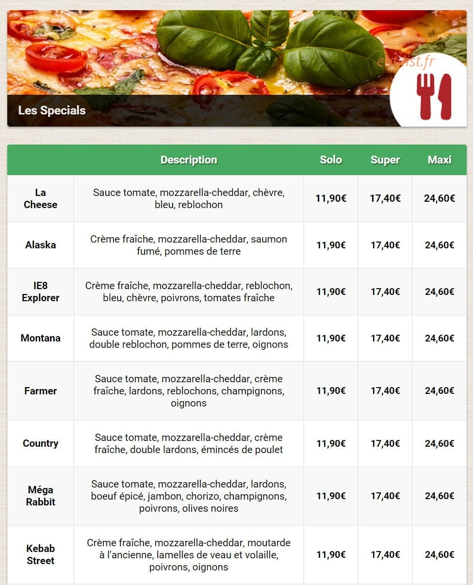 Allo-Pizza — carte page 7