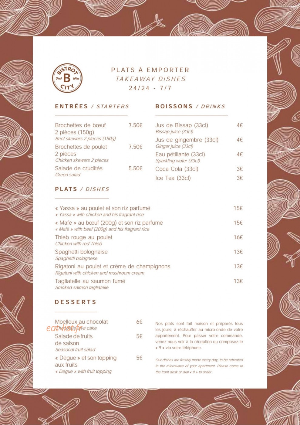 Bistrot City Le Bourget — carte page 6