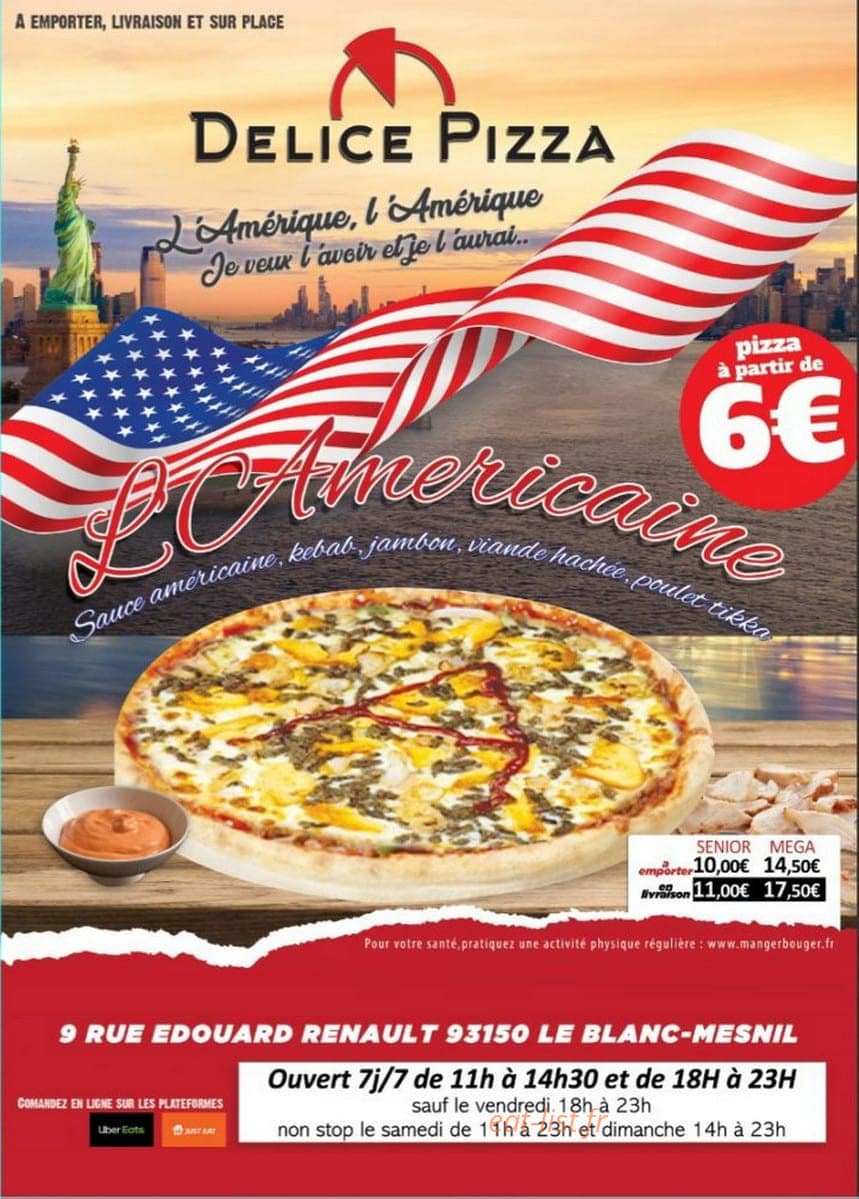 Delice Pizza — carte page 1