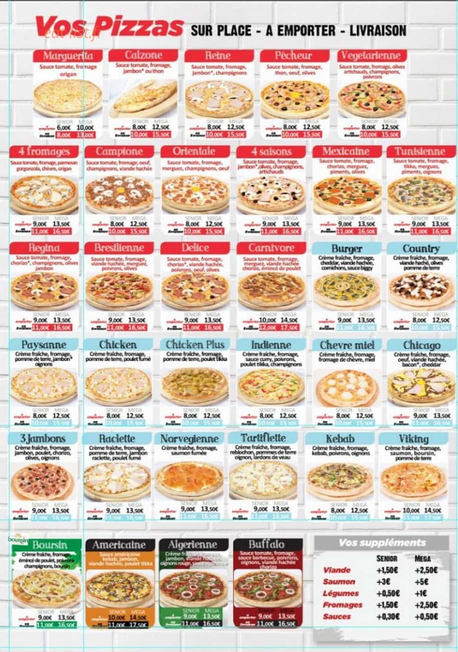 Delice Pizza — carte page 2