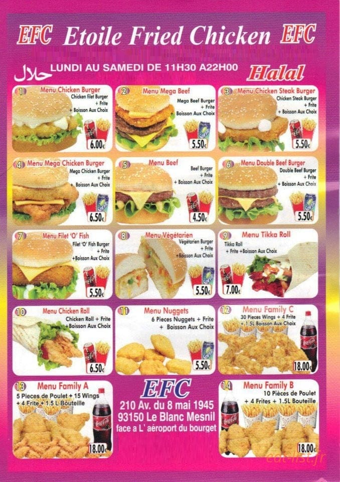L'Etoile Fried Chicken — carte page 1