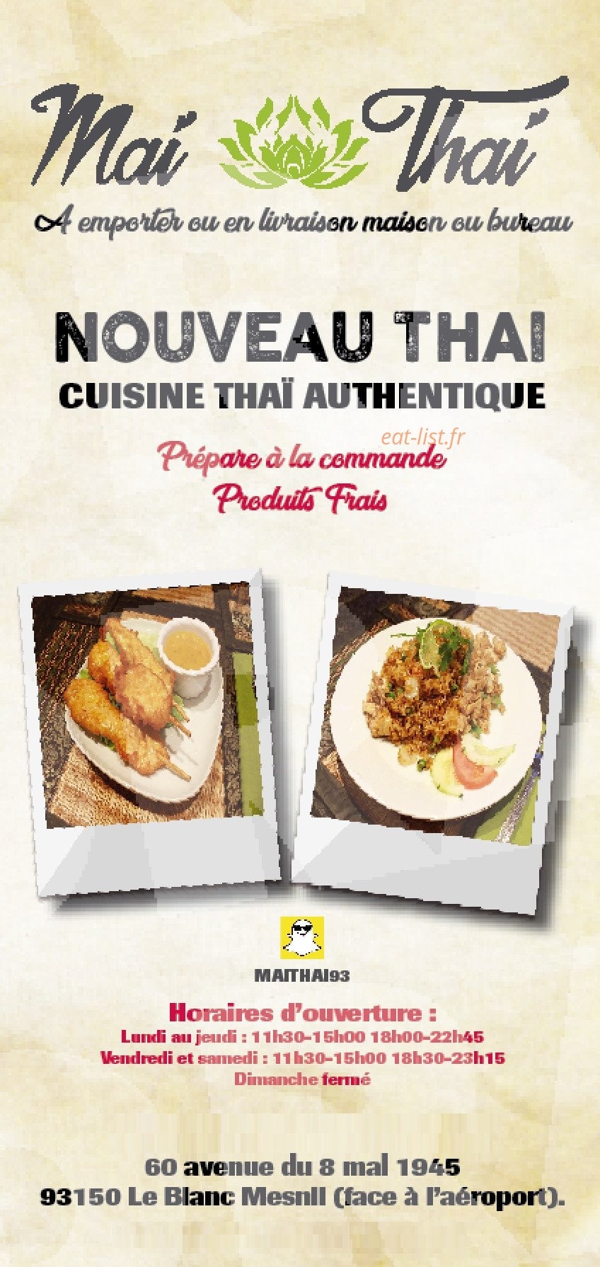 Mai Thai — carte page 1