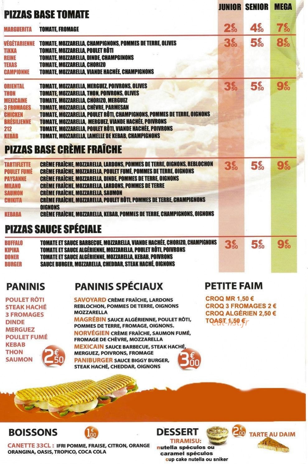 Pizza 212 — carte page 2