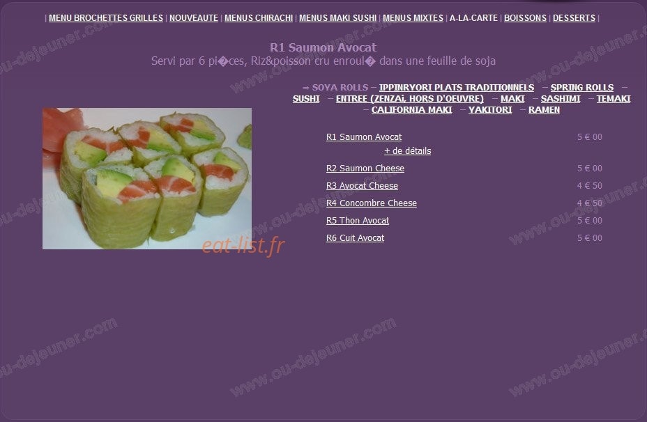 Sushi asahi — carte page 6
