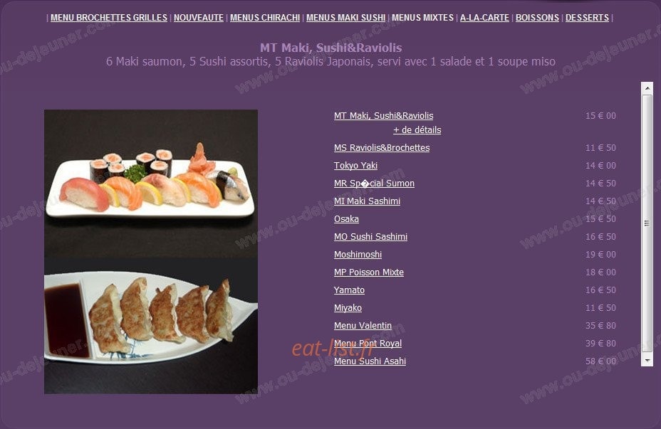 Sushi asahi — carte page 5