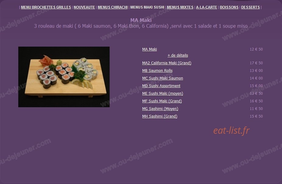 Sushi asahi — carte page 4