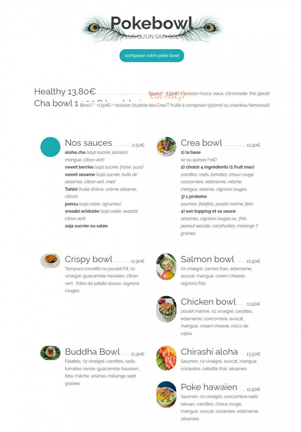 Aloha Cha — carte page 1