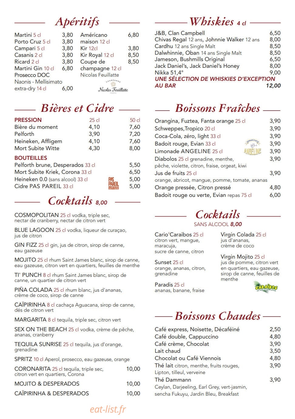 Brasserie 1901 — carte page 4