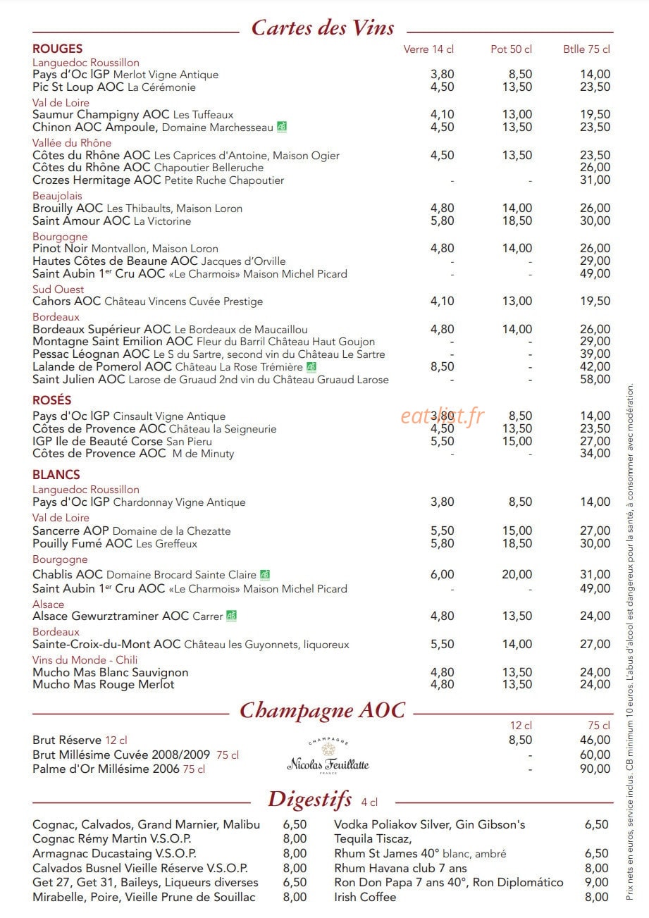 Brasserie 1901 — carte page 3