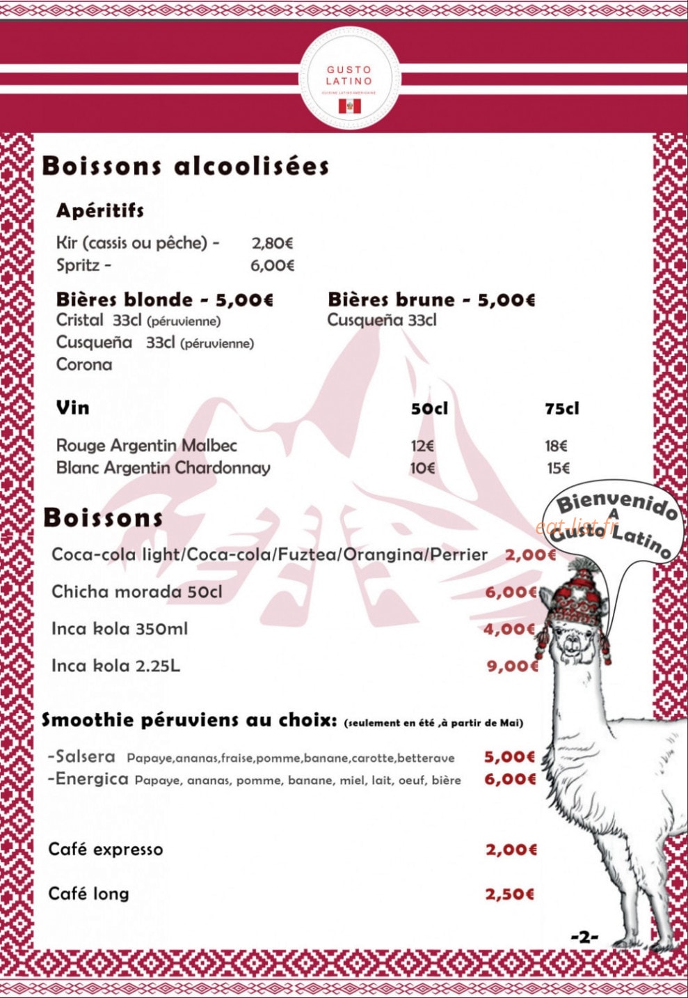 Gusto latino — carte page 2