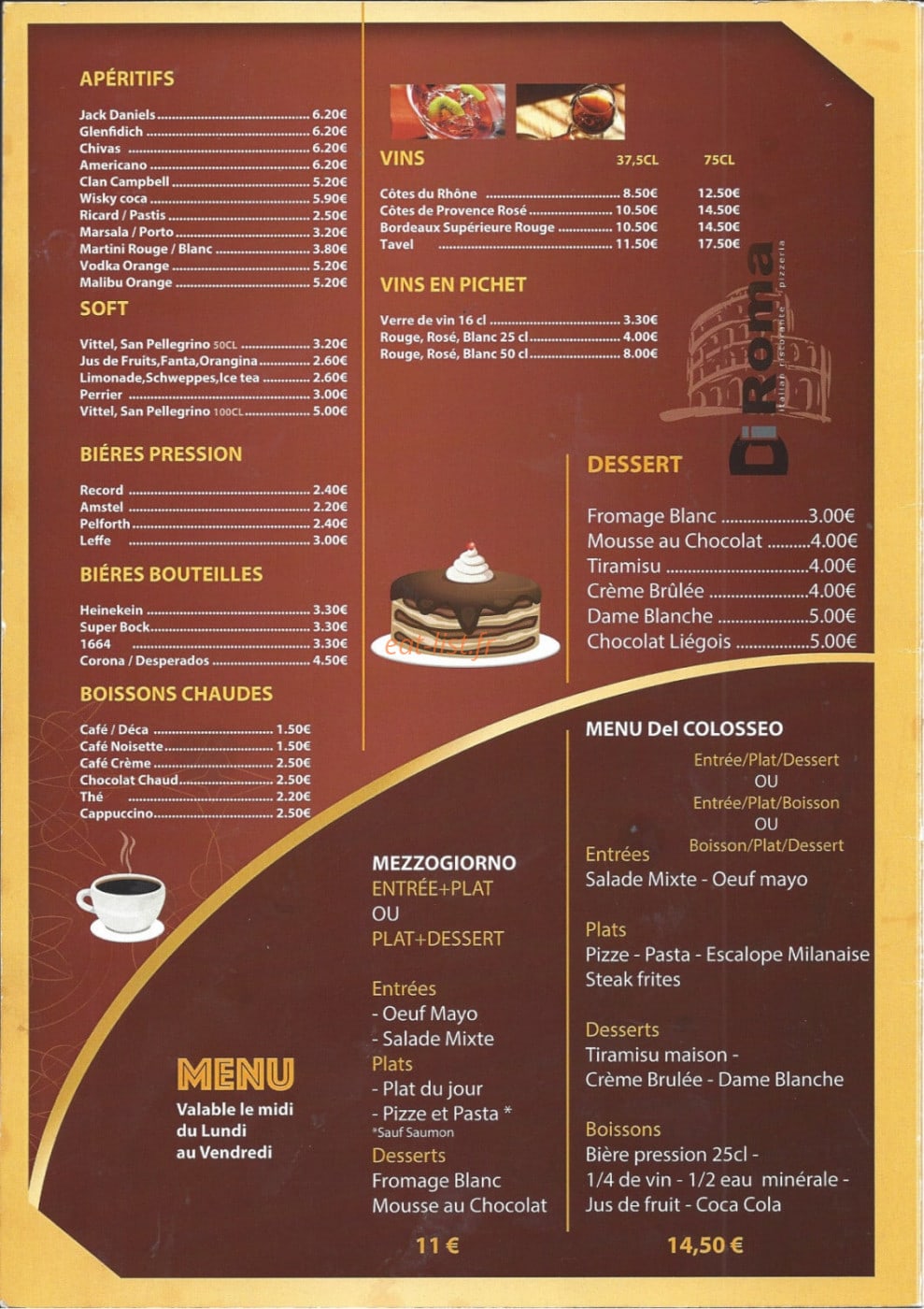 Il Caffé di Roma — carte page 1