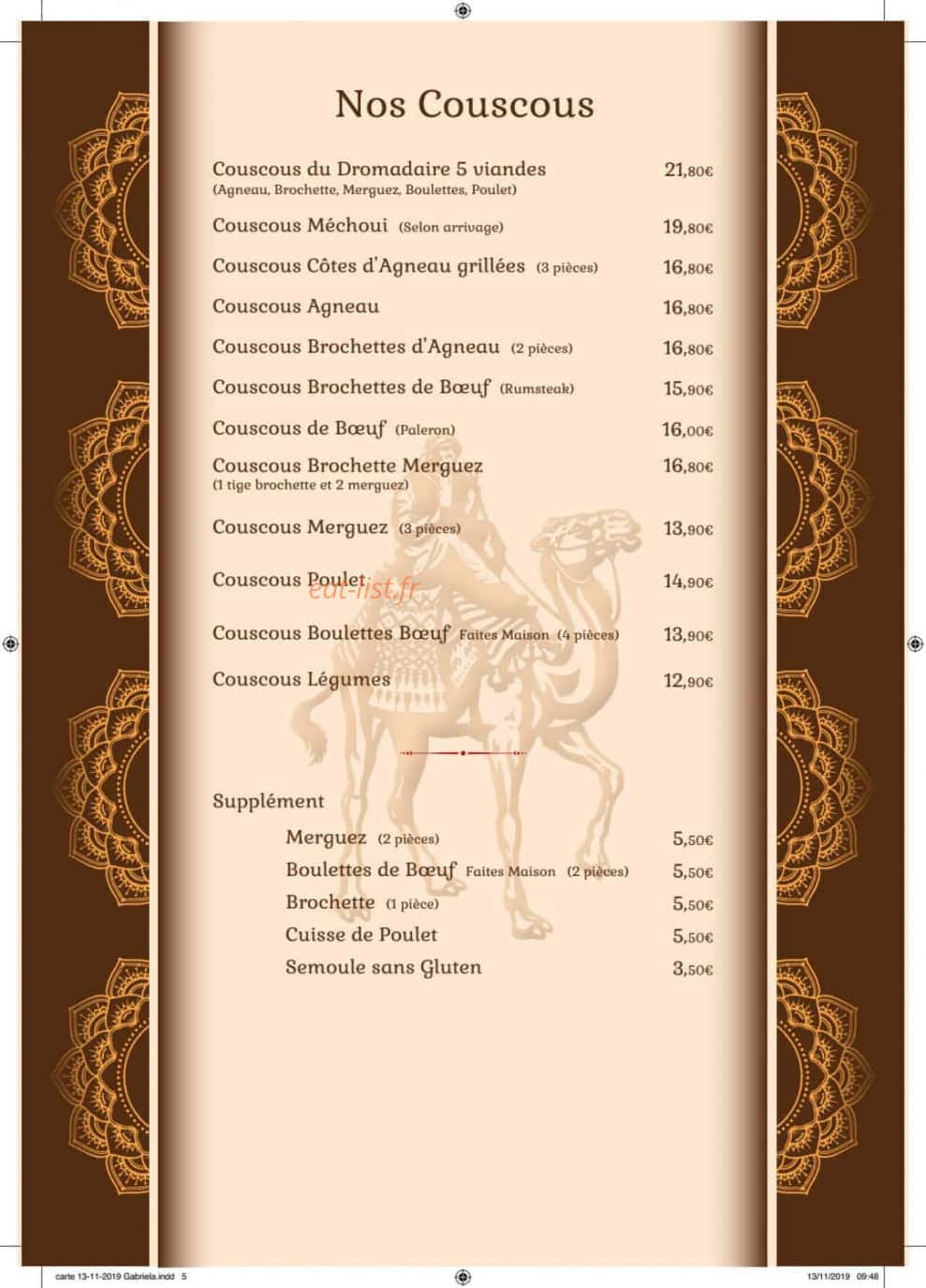Le Dromadaire Gourmand — carte page 5