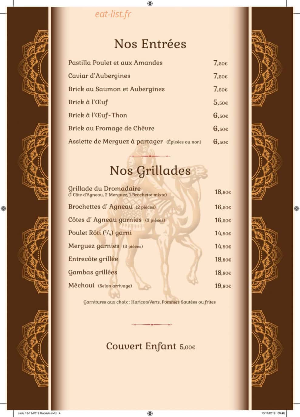 Le Dromadaire Gourmand — carte page 4