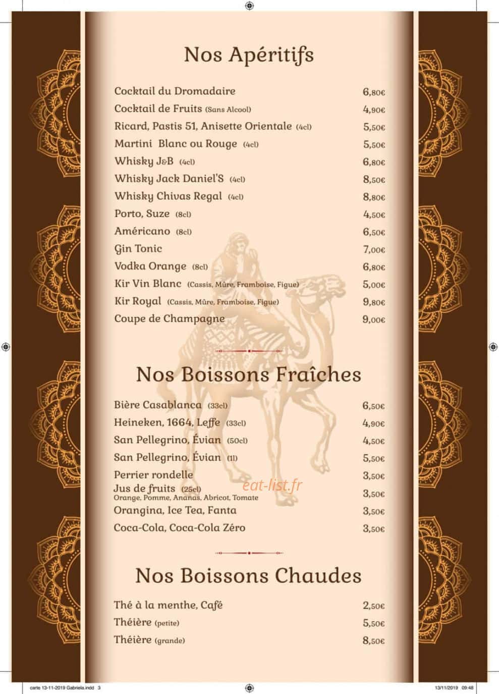 Le Dromadaire Gourmand — carte page 3