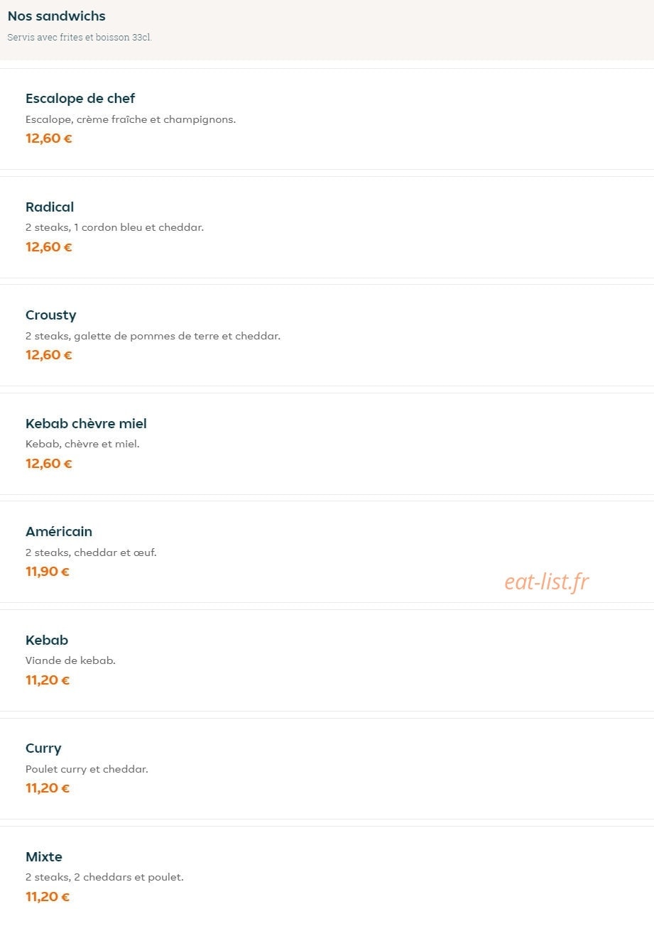 Noisy Food — carte page 1