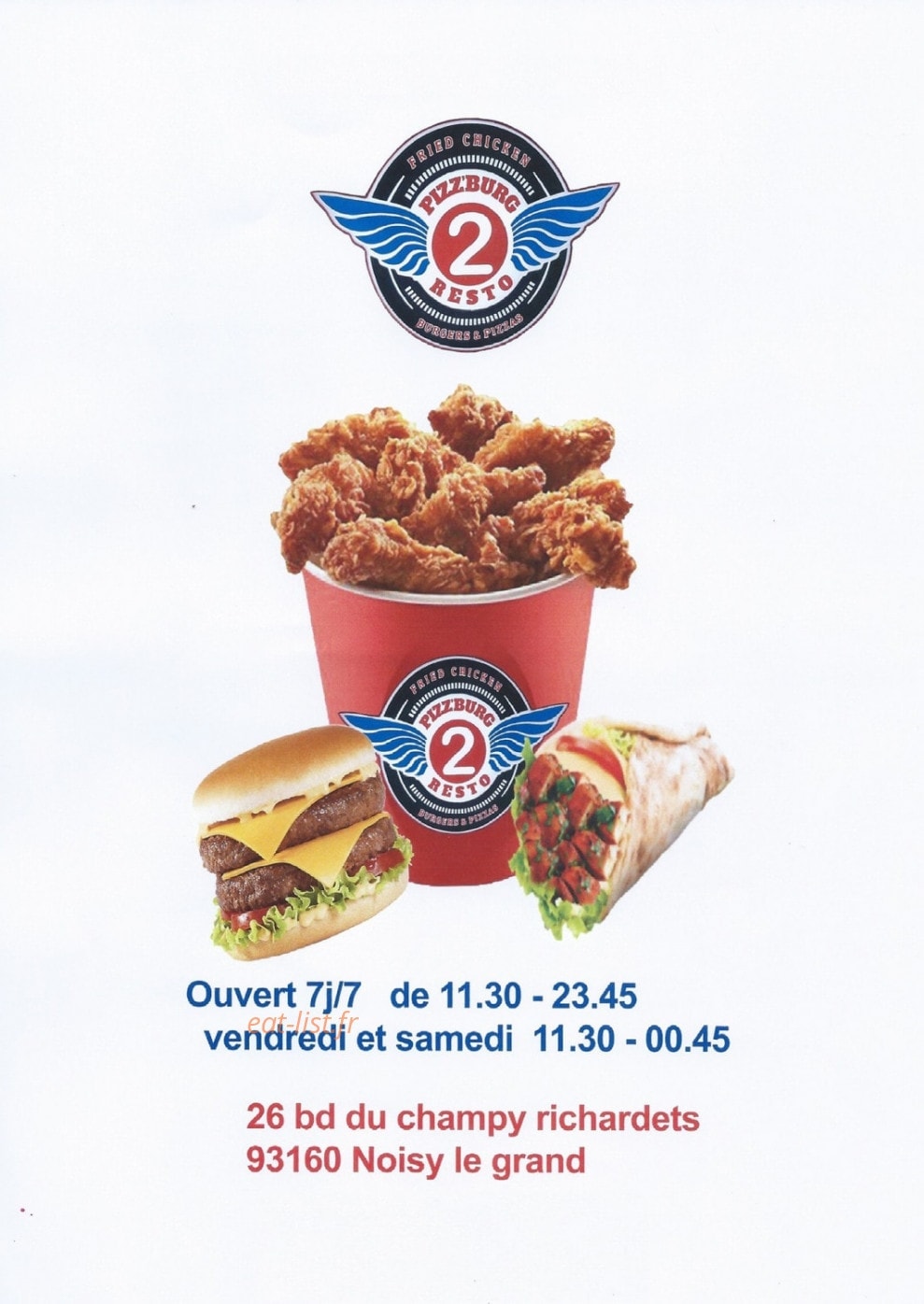 Pizz 2 Burg — carte page 1
