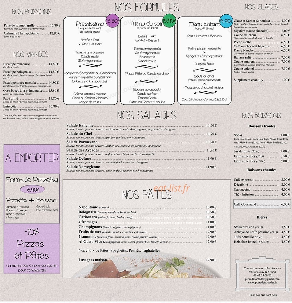 Pizza Des Arcades — carte page 2