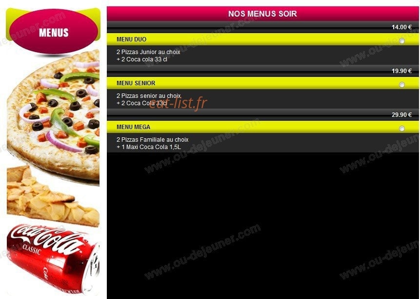 Pizza Méditerranée — carte page 1