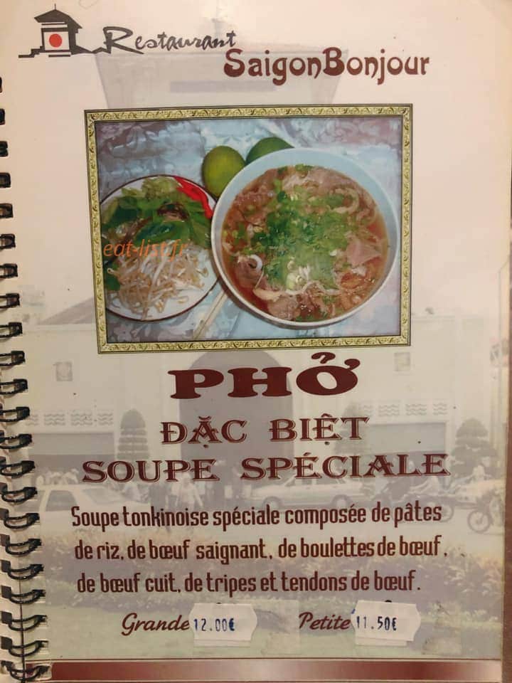 Saigon Bonjour — carte page 1