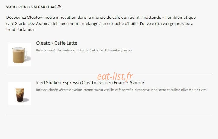 Starbucks Coffee — carte page 24