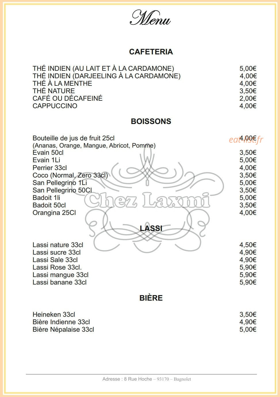 Chez Laxmi — carte page 12