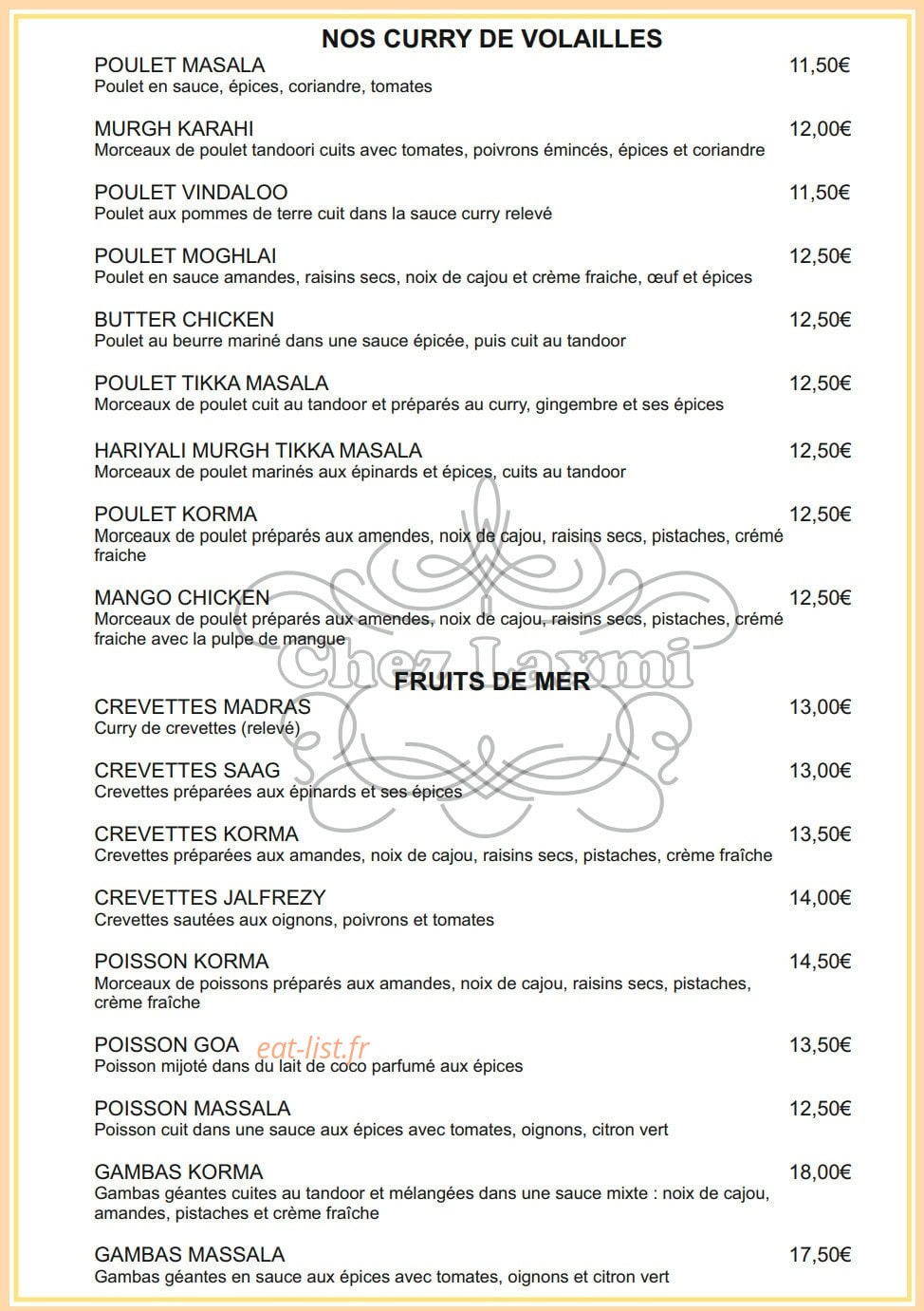 Chez Laxmi — carte page 4