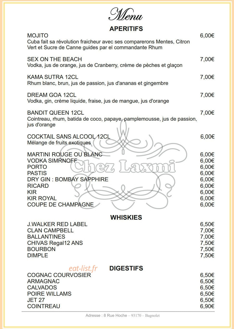 Chez Laxmi — carte page 11