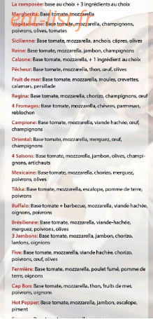 Five pizza — carte page 4