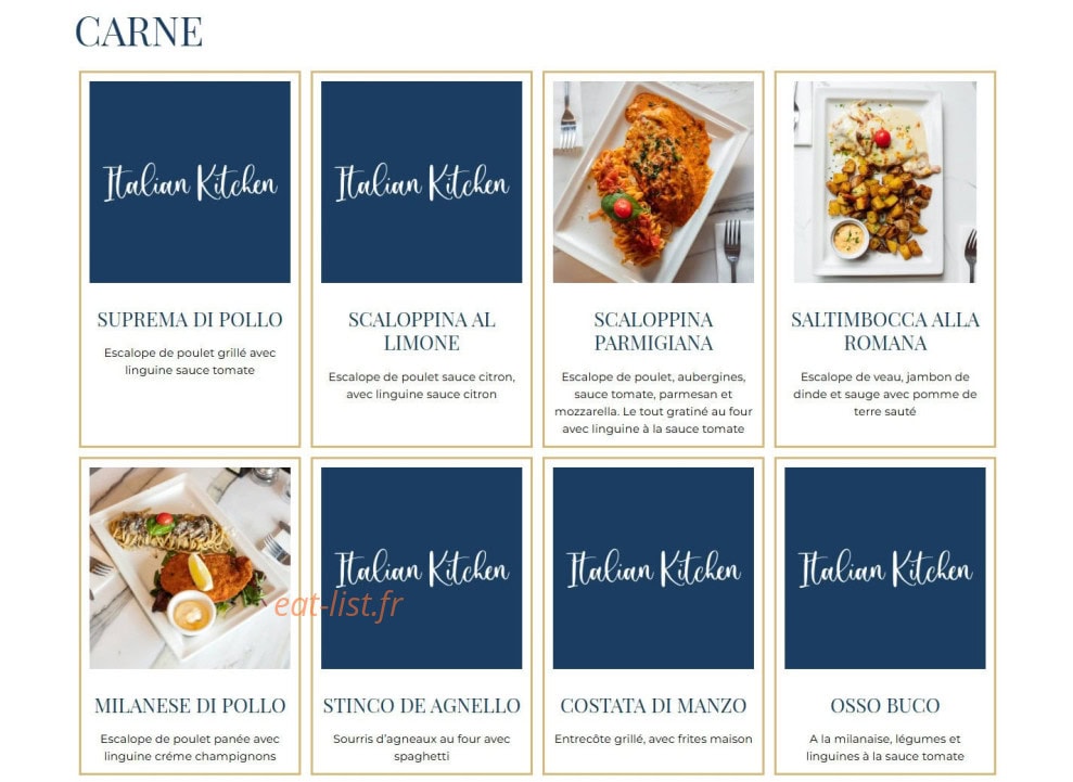 Carte et menu de Italian Kitchen à Bagnolet — Carne