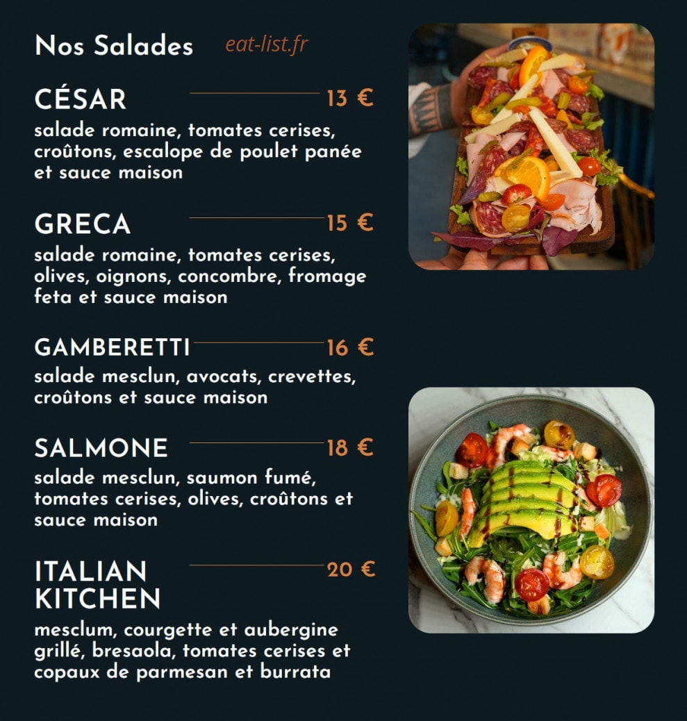 Italian Kitchen — carte page 3