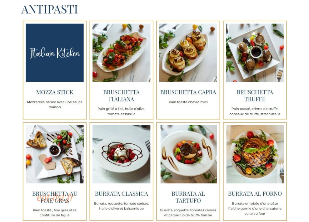 Carte et menu de Italian Kitchen à Bagnolet — Antipasti