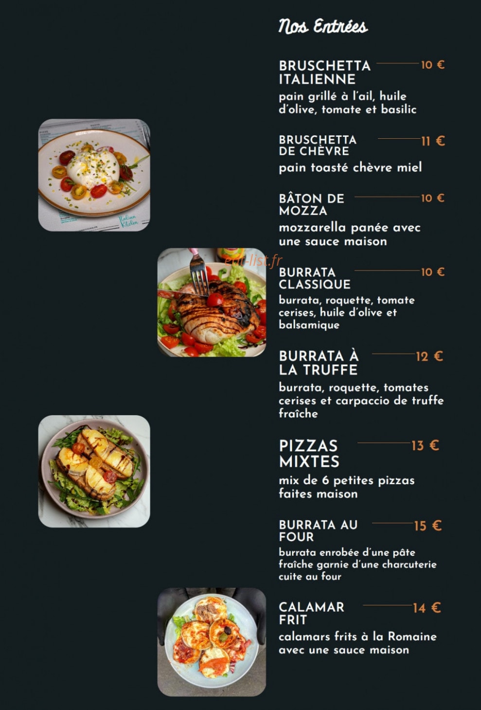 Italian Kitchen — carte page 1
