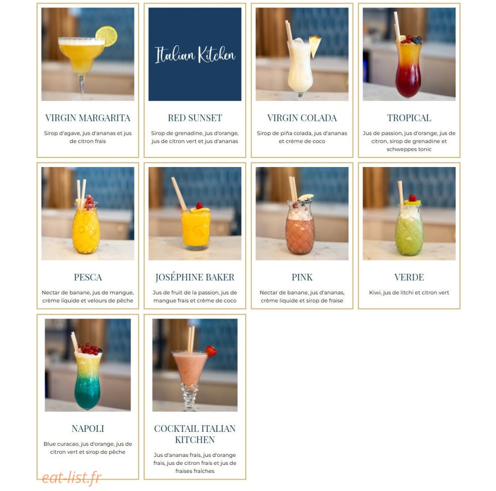 Carte et menu de Italian Kitchen à Bagnolet — Cocktail